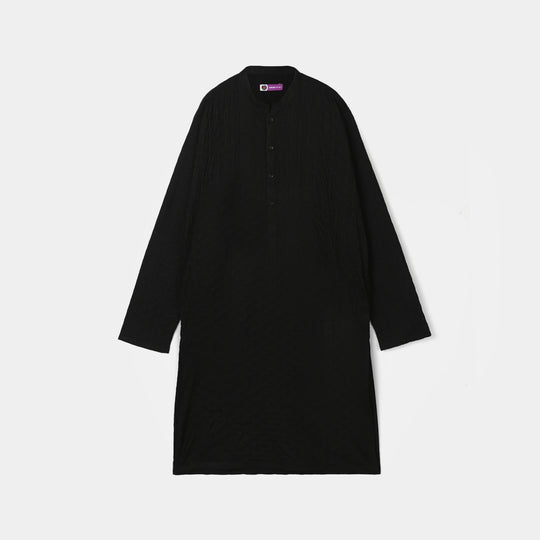 Boys Cotton Basic Kurta (Chicken) - Black