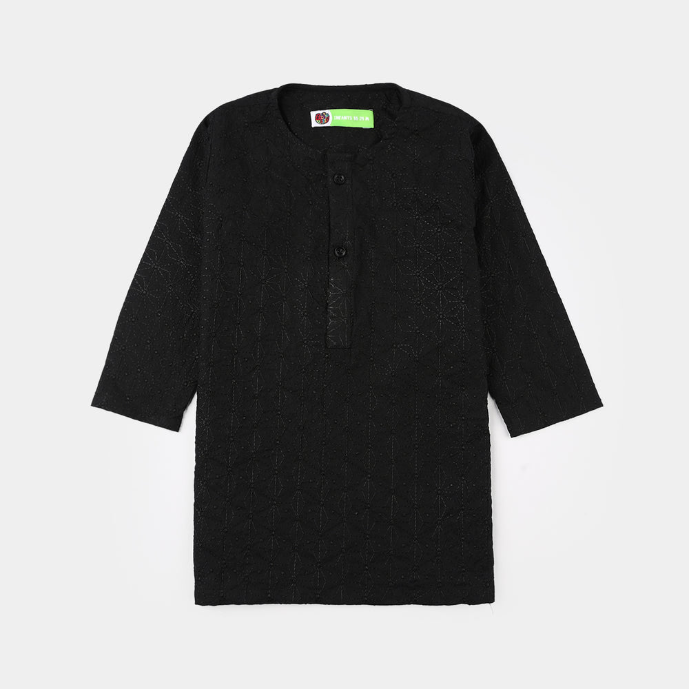 Infant Boys Cotton Kurta Pajama (Chicken Kari) - Black