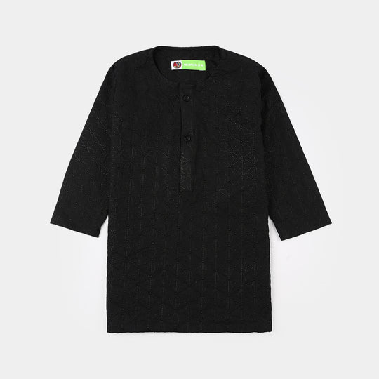 Infant Boys Cotton Kurta Pajama (Chicken Kari) - Black