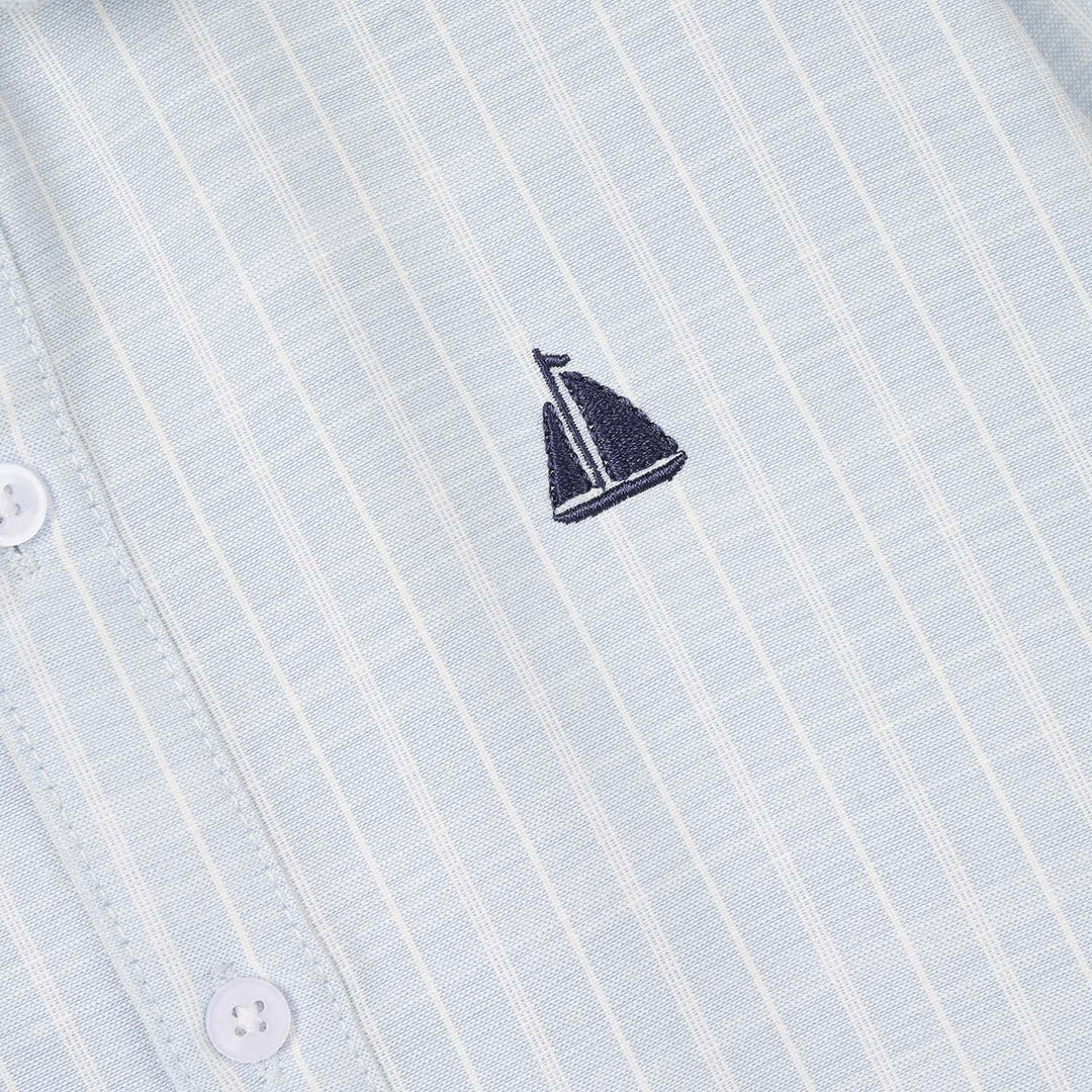 Boys Yarn Dyed Shirt (Boat) - Blue