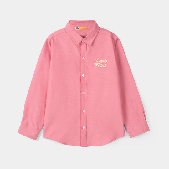 Boys Yarn Dyed Shirt (Tennis Club) - Pink