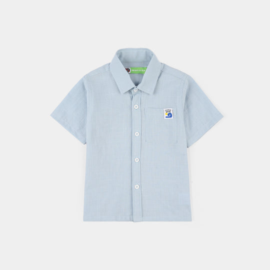 Infant Boys Cotton Shirt (Little Wave) - Sky Blue