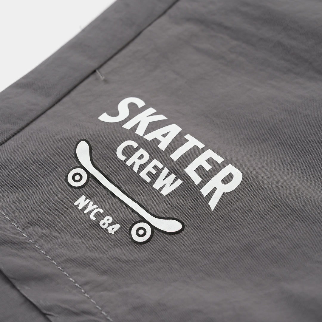 Boys Poly Twill Poly Shorts Skater Crew – Grey