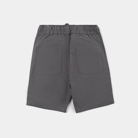 Boys Poly Twill Poly Shorts Skater Crew – Grey
