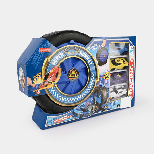 Parking Set + Catapult Racing Car Playset For Kids