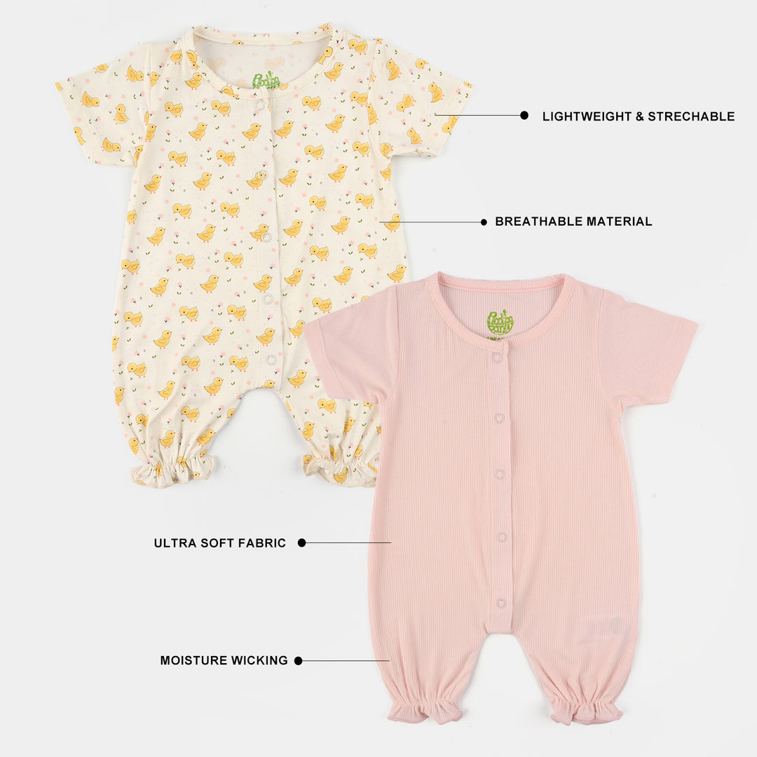 Infant Girls Bamboo Viscose Romper Set (Chicks) - Multi
