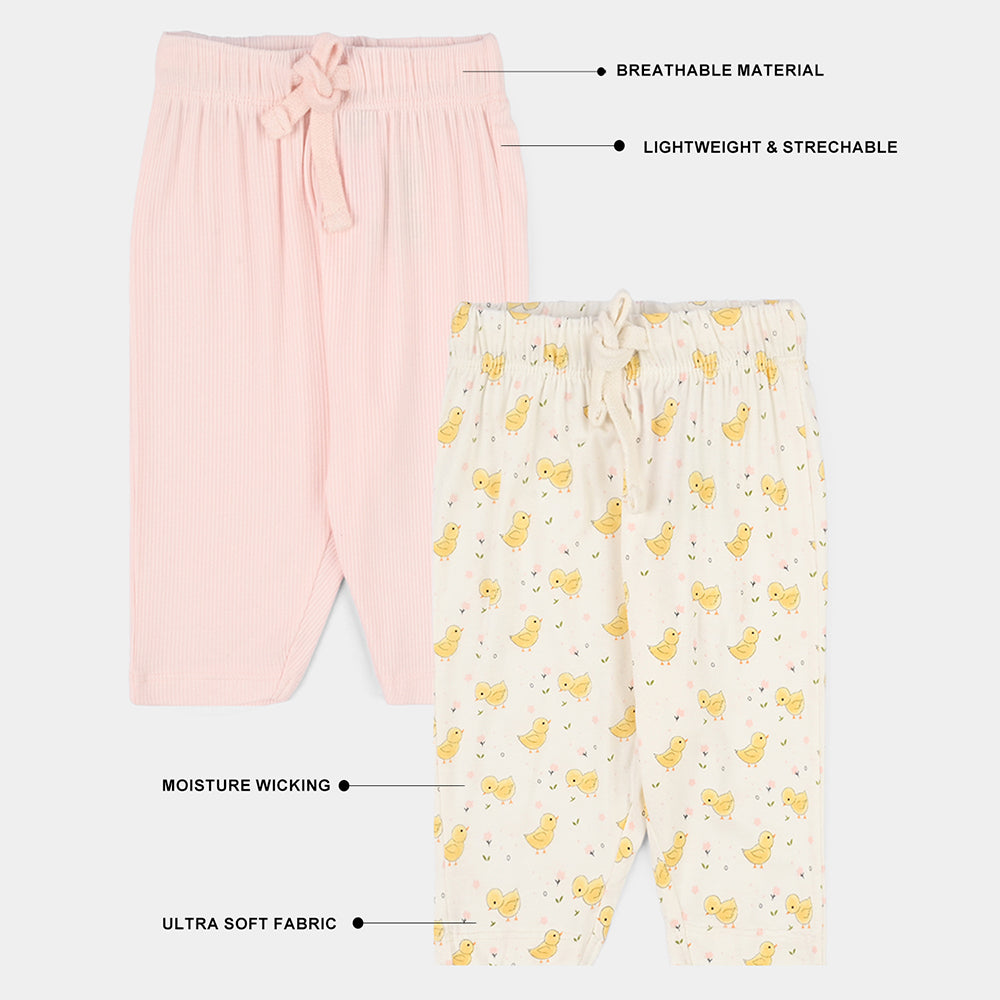 Infant Girls Bamboo Viscose Trouser Set Pack of 2 - Multi