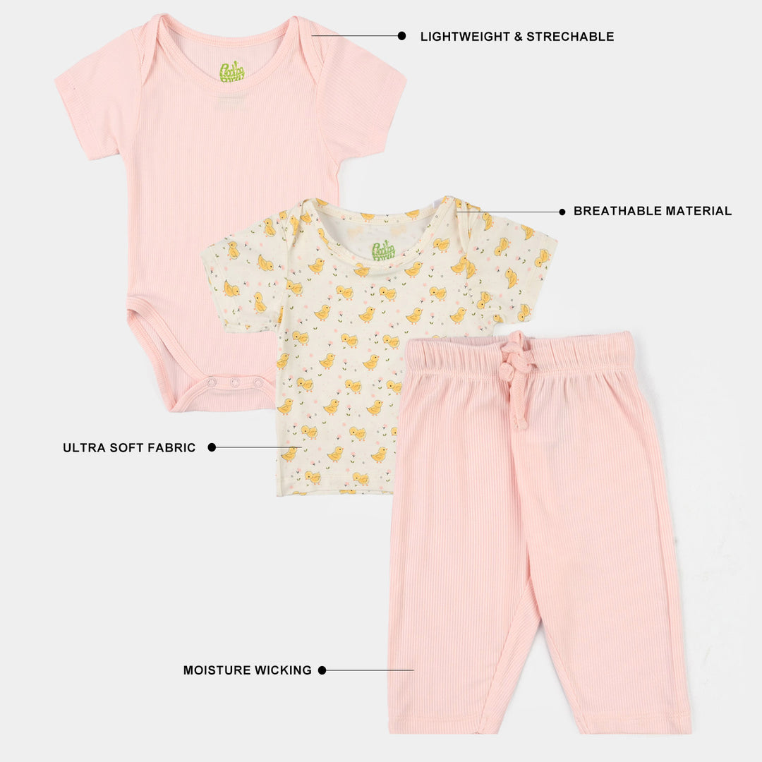 Infant Unisex Bamboo Viscose 3-Piece Set (T-Shirt+Pajama+Bodysuit)