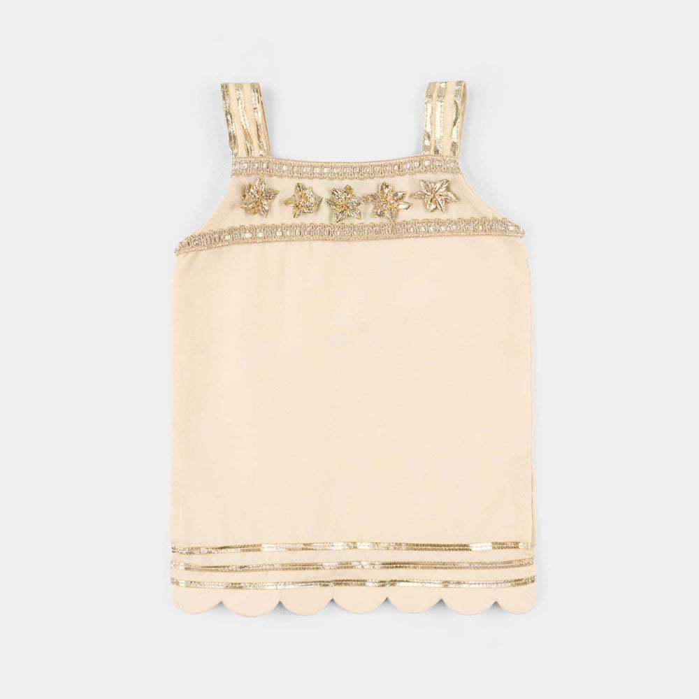 Infant Girls Raw Silk 2Pc Set (Ladli) - White/Swan