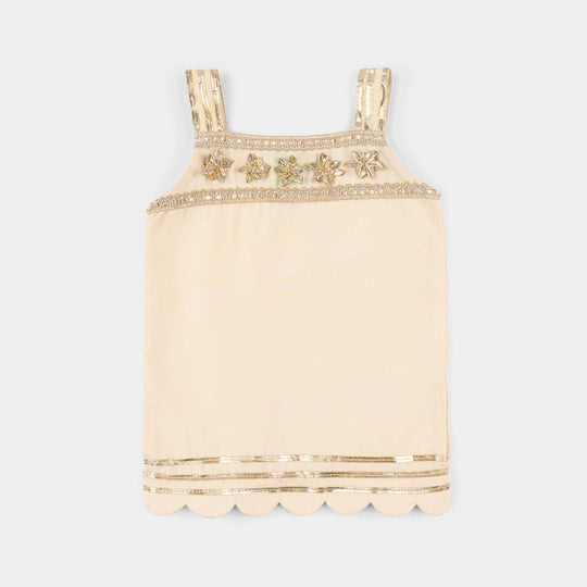 Infant Girls Raw Silk 2Pc Set (Ladli) - White/Swan