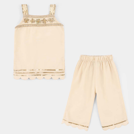 Infant Girls Raw Silk 2Pc Set (Ladli) - White/Swan