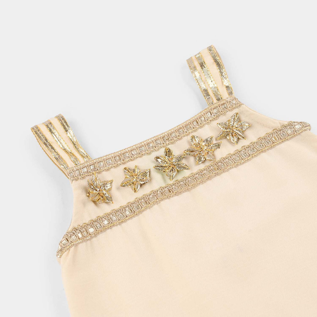 Infant Girls Raw Silk 2Pc Set (Ladli) - White/Swan