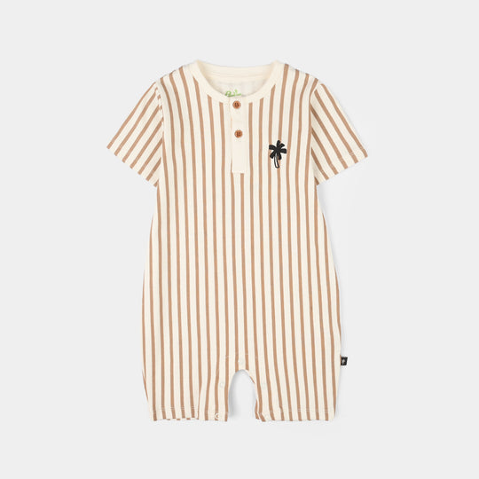 Infant Boys Cotton Interlock Romper (Good Vibes) - Off White