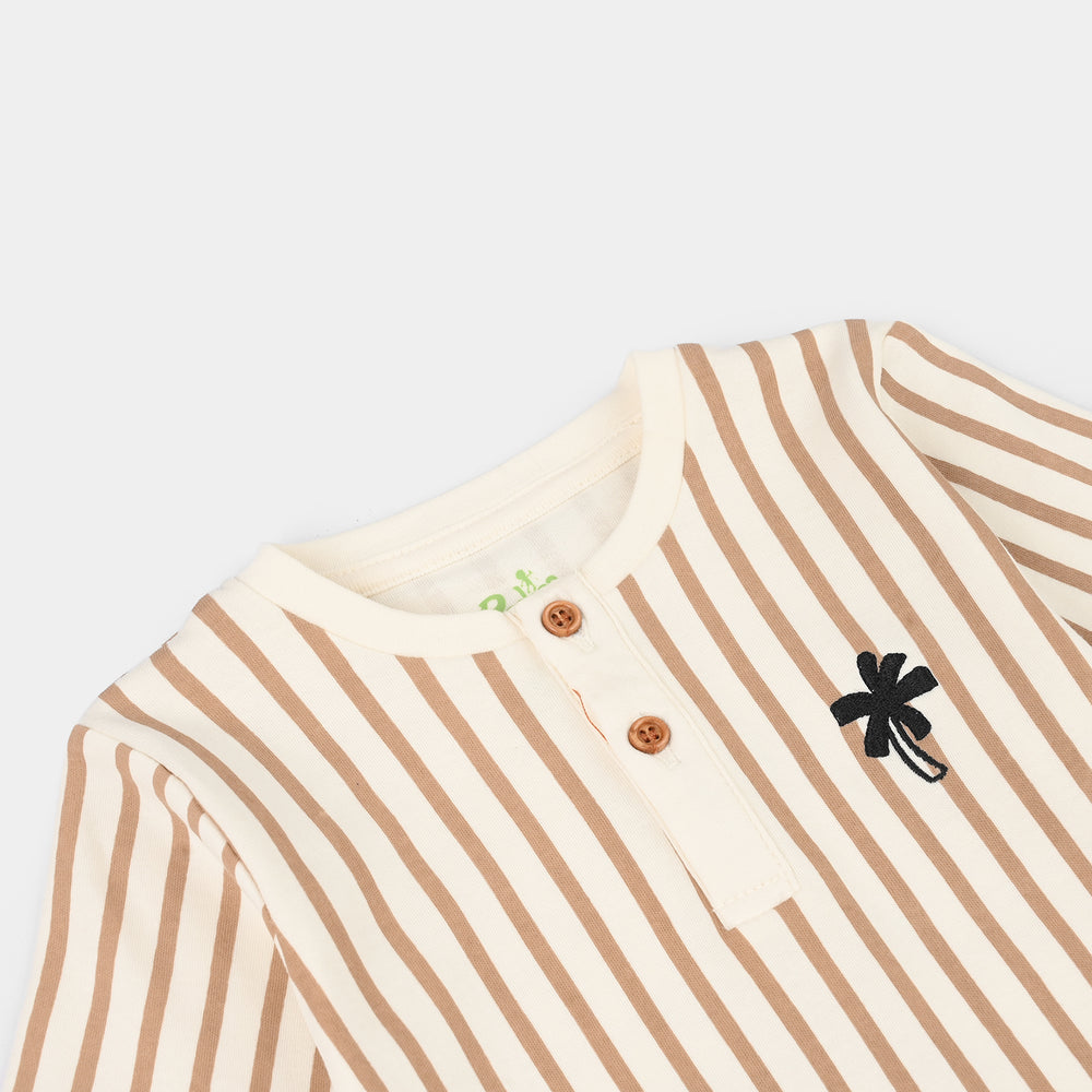 Infant Boys Cotton Interlock Romper (Good Vibes) - Off White