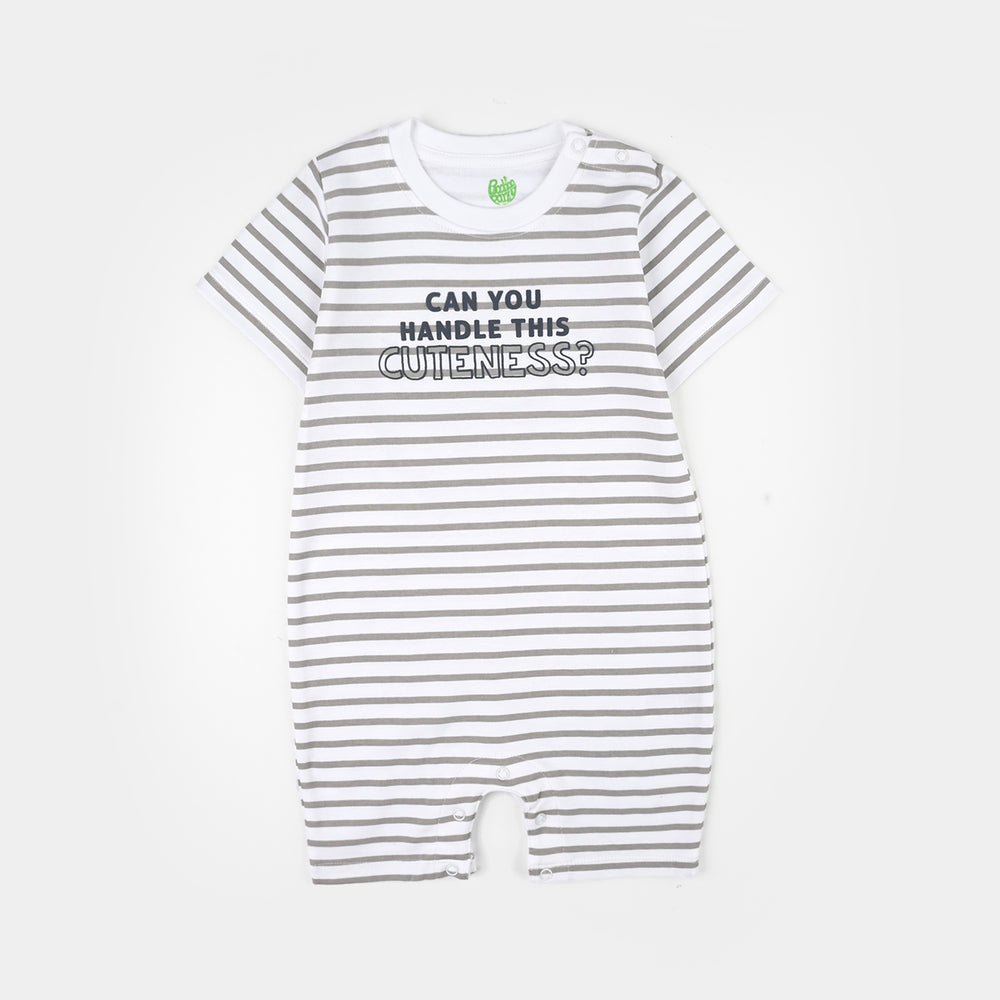 Infant Boys Cotton Interlock Romper (Cute ME) - White