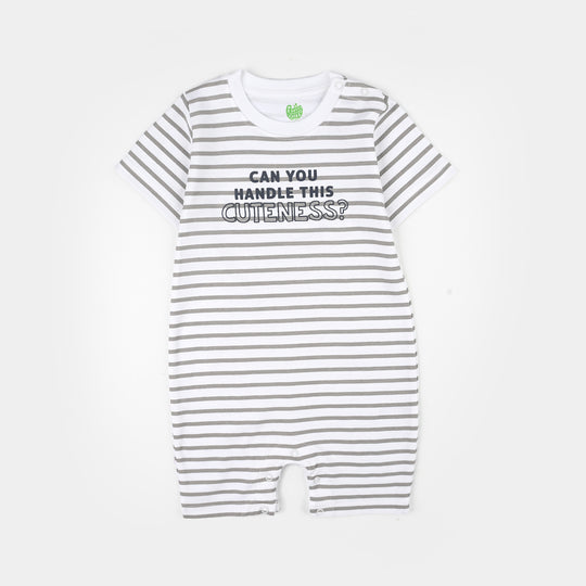Infant Boys Cotton Interlock Romper (Cute ME) - White