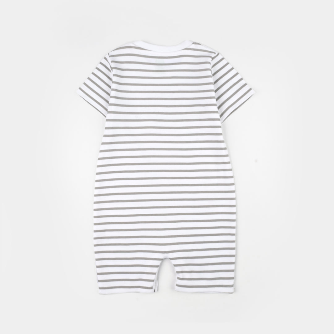 Infant Boys Cotton Interlock Romper (Cute ME) - White