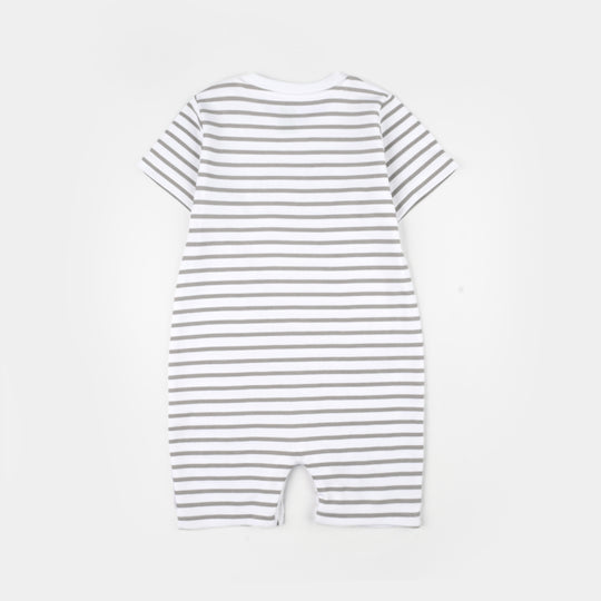 Infant Boys Cotton Interlock Romper (Cute ME) - White