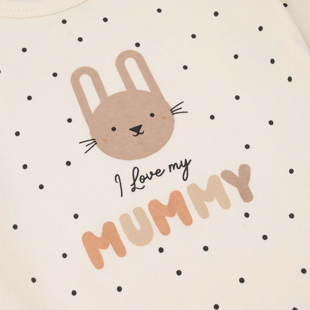 Infant Girls Cotton Interlock Romper (I Love My Mummy) - Off-White