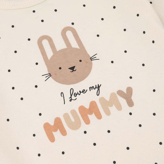 Infant Girls Cotton Interlock Romper (I Love My Mummy) - Off-White