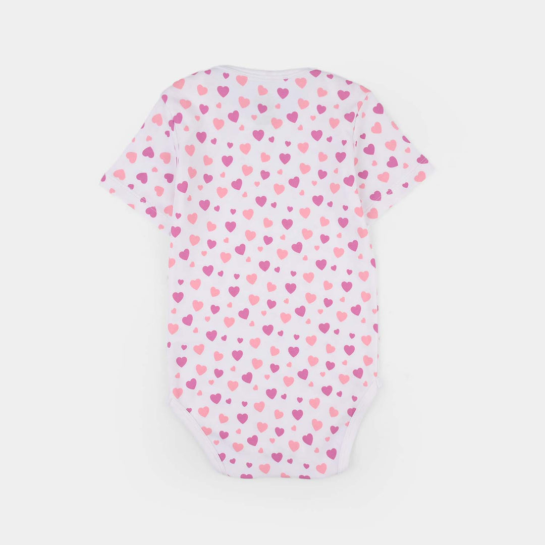 Infant Girls Cotton Interlock Romper (Little Hearts) - White