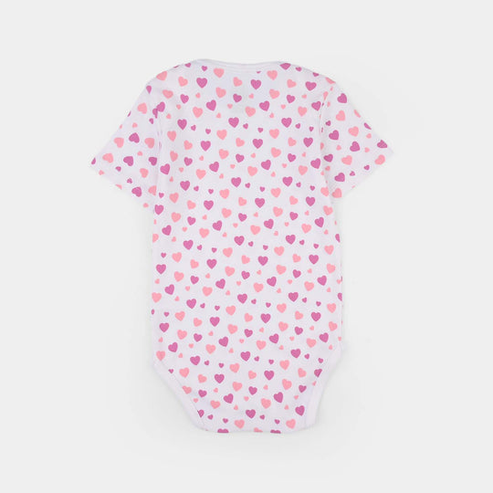 Infant Girls Cotton Interlock Romper (Little Hearts) - White