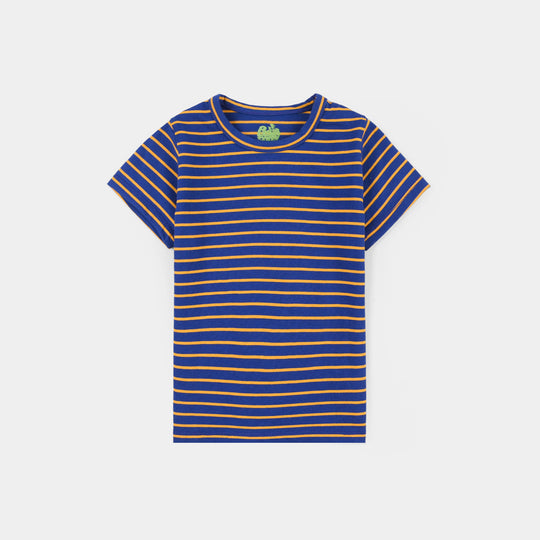 Infant Boys Yarn Dyed T-Shirt Stripes-Blue