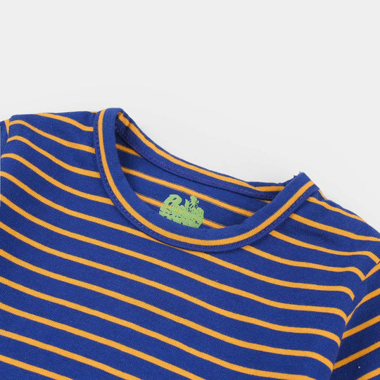 Infant Boys Yarn Dyed T-Shirt Stripes-Blue