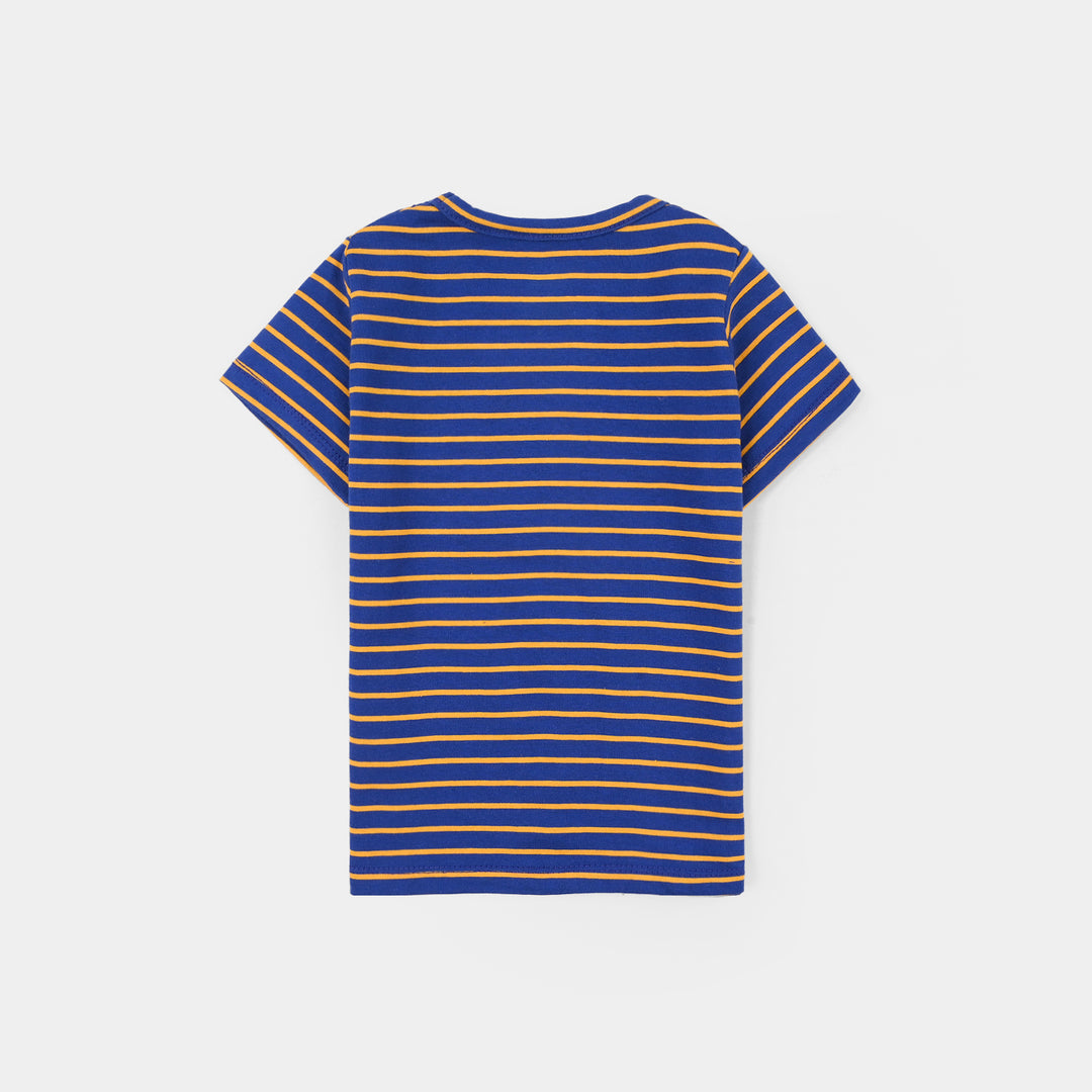 Infant Boys Yarn Dyed T-Shirt Stripes-Blue