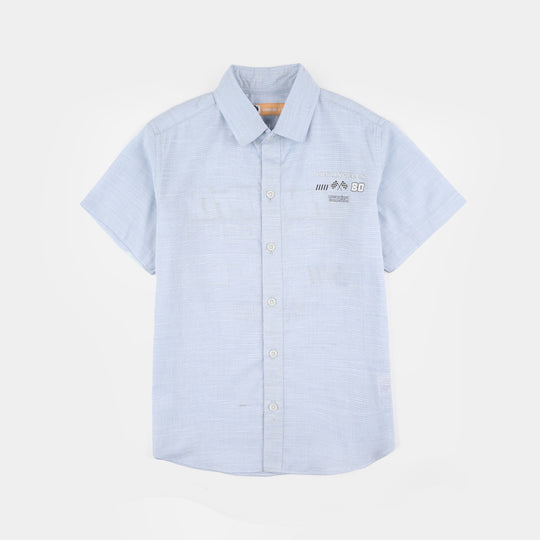 Boys Yarn Dyed Shirt (Grand Prix) - Blue