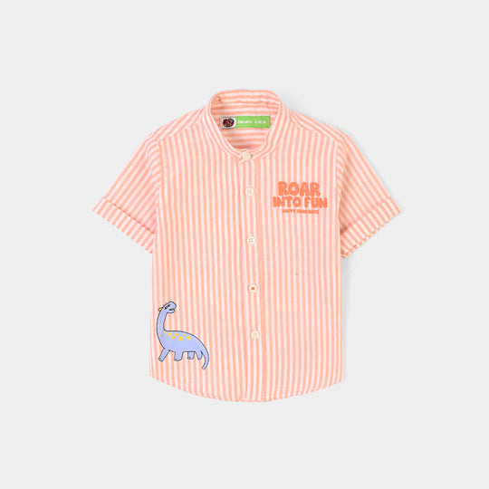 Infant Boys Yarn Dyed Shirt (Roar Into fun)-ORANGE