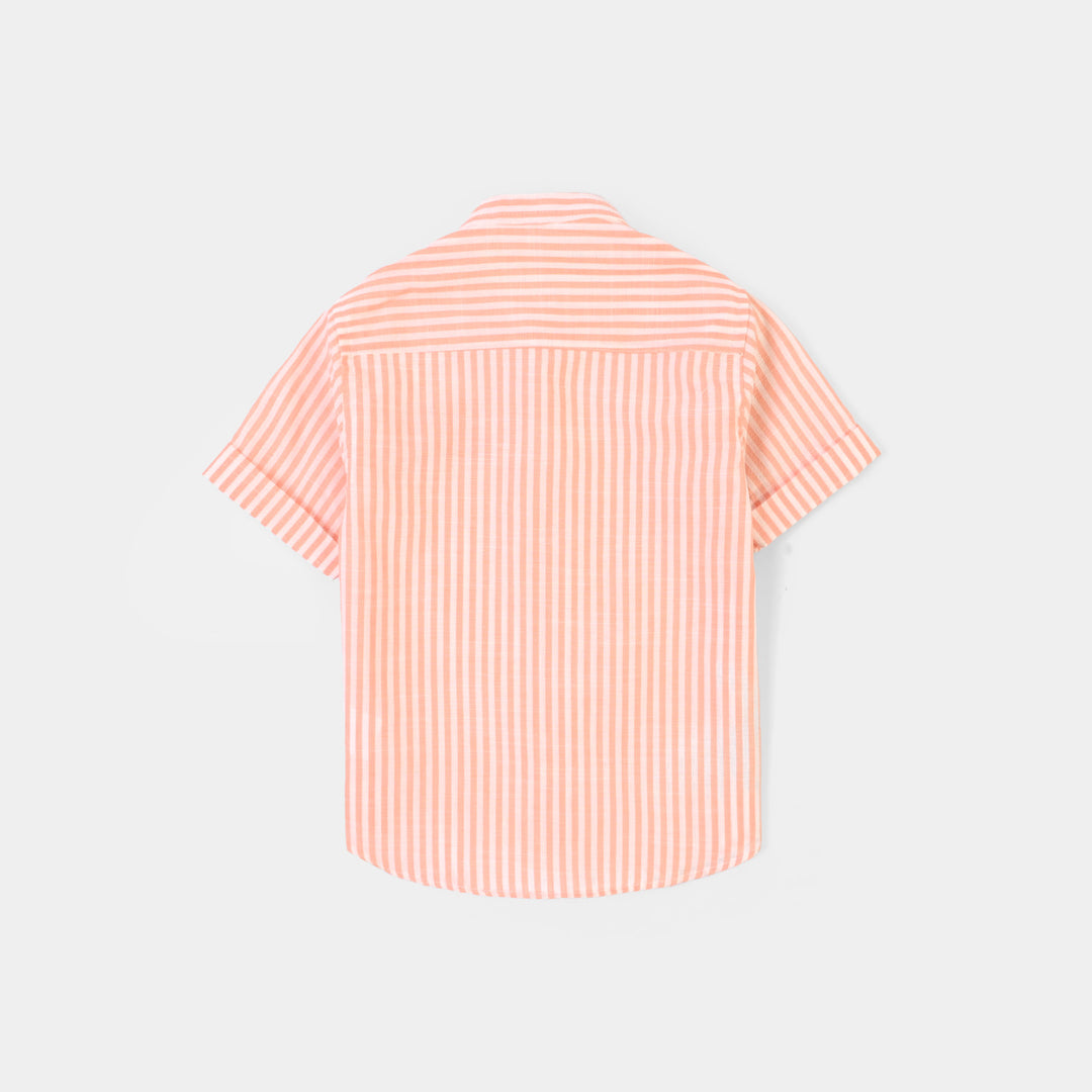 Infant Boys Yarn Dyed Shirt (Roar Into fun)-ORANGE