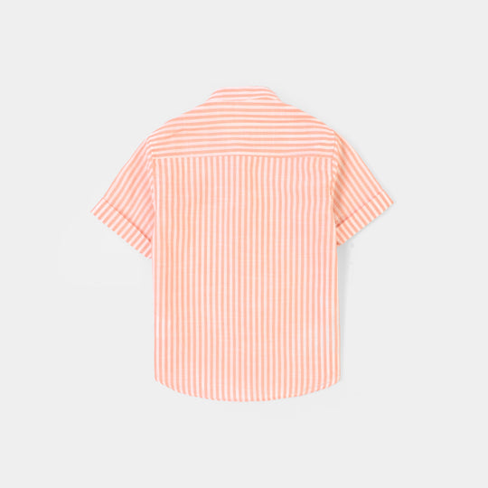 Infant Boys Yarn Dyed Shirt (Roar Into fun)-ORANGE