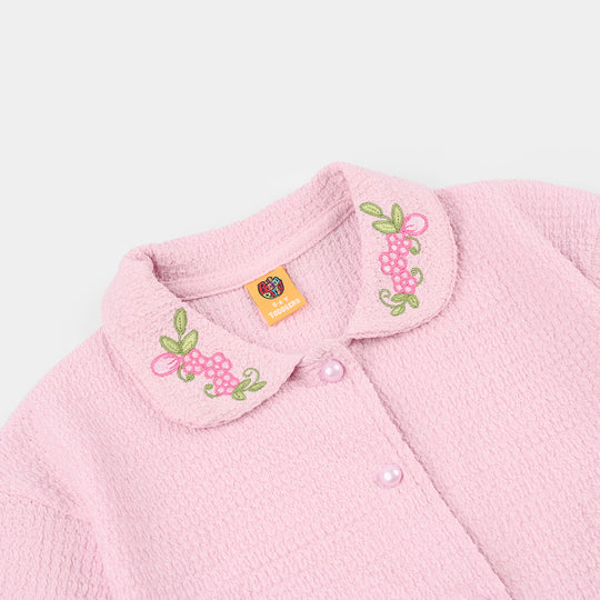 Girls China Fabric Suit 'Floral Collar-PINK