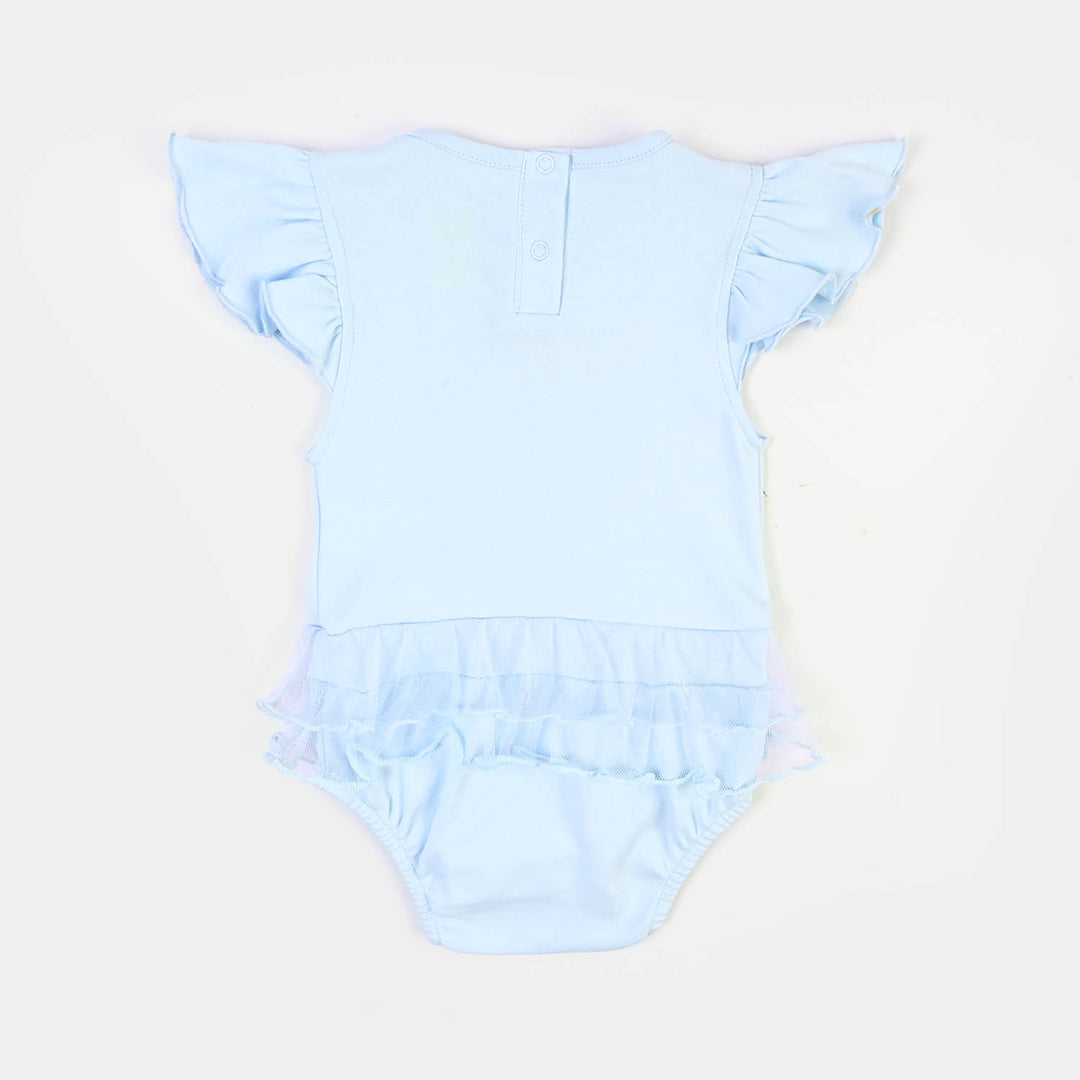 Infant Girls Cotton Interlock Romper Loved-BLUE