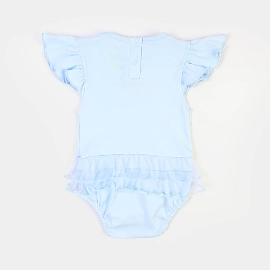 Infant Girls Cotton Interlock Romper Loved-BLUE