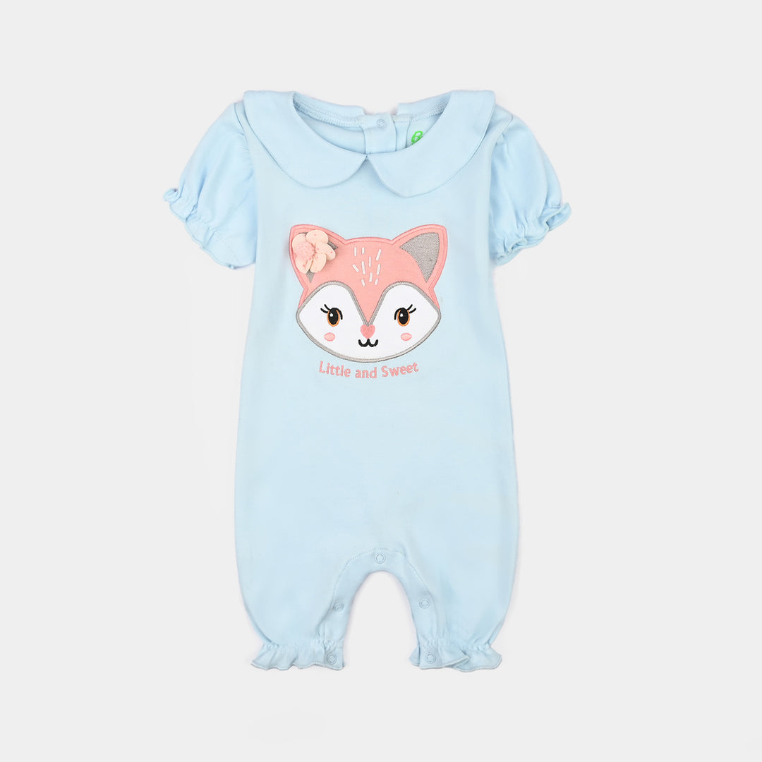 Infant Girls Cotton Interlock Romper CUTIE PIE-BLUE