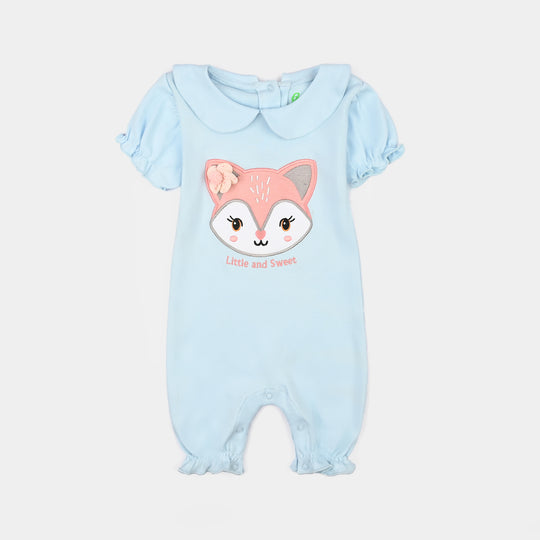 Infant Girls Cotton Interlock Romper CUTIE PIE-BLUE