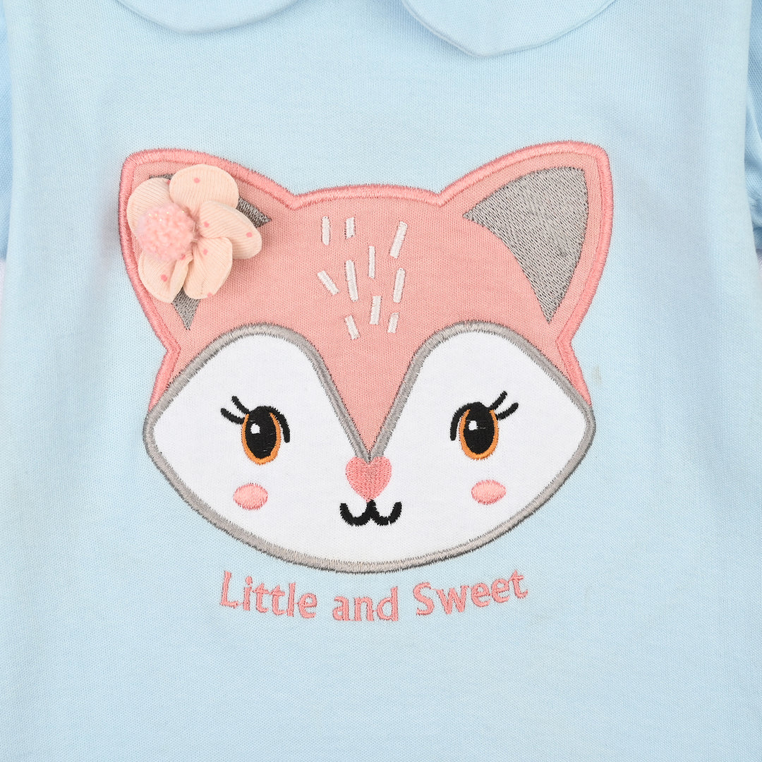 Infant Girls Cotton Interlock Romper CUTIE PIE-BLUE