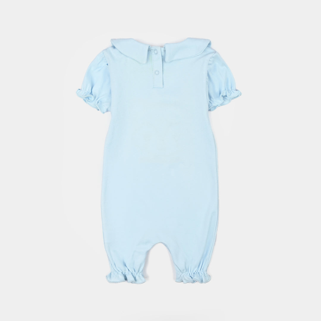 Infant Girls Cotton Interlock Romper CUTIE PIE-BLUE