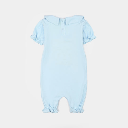 Infant Girls Cotton Interlock Romper CUTIE PIE-BLUE