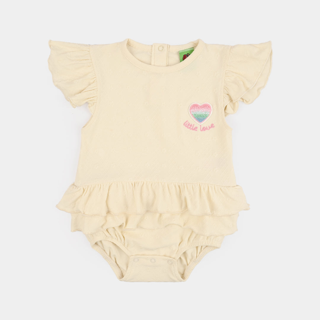 Infant Girls Jacquard Romper (Butterflies) - OFF White