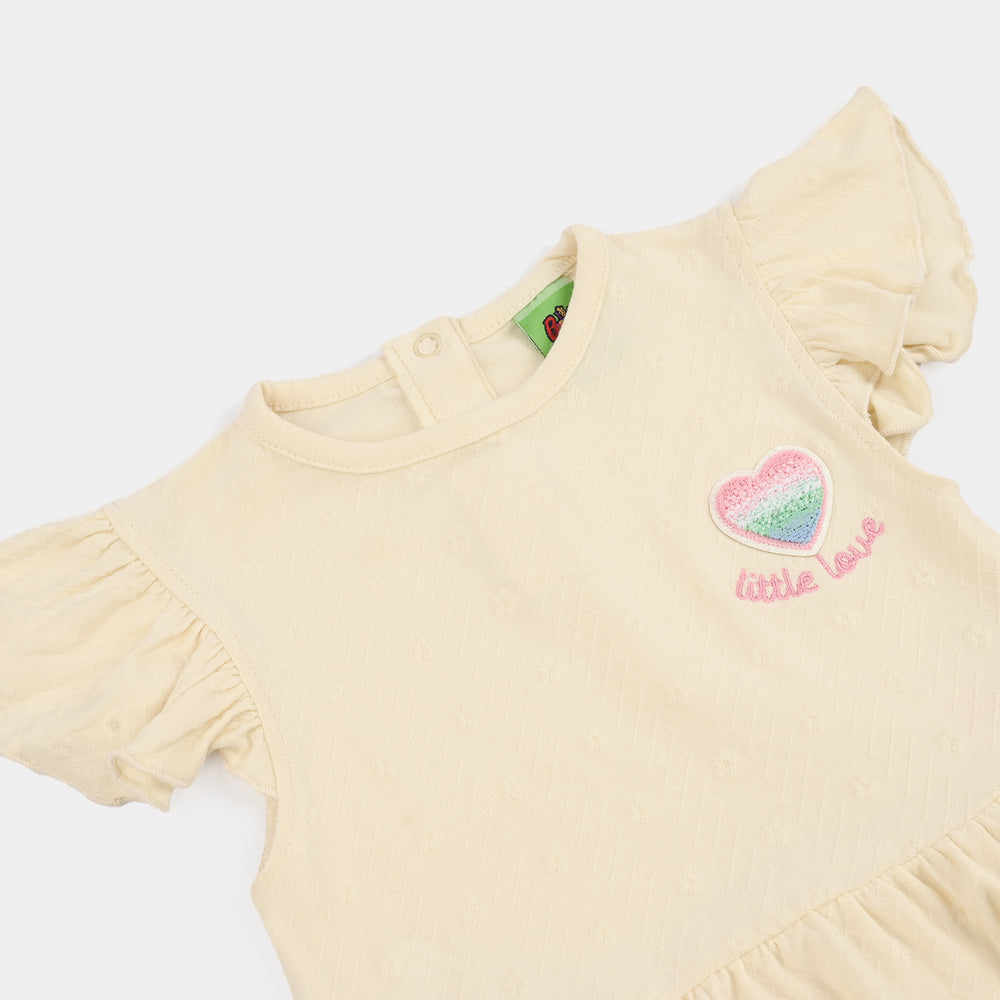 Infant Girls Jacquard Romper (Butterflies) - OFF White