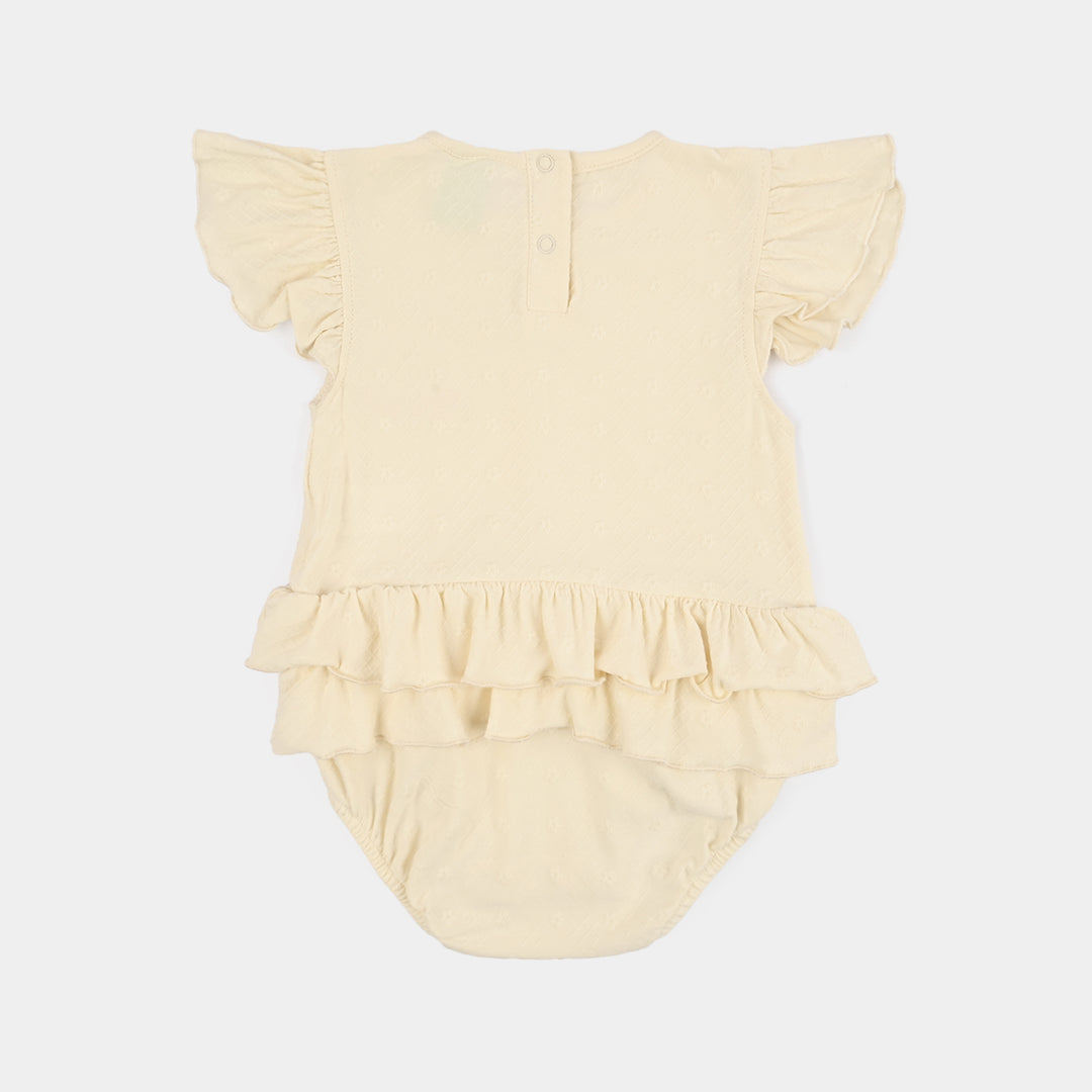 Infant Girls Jacquard Romper (Butterflies) - OFF White