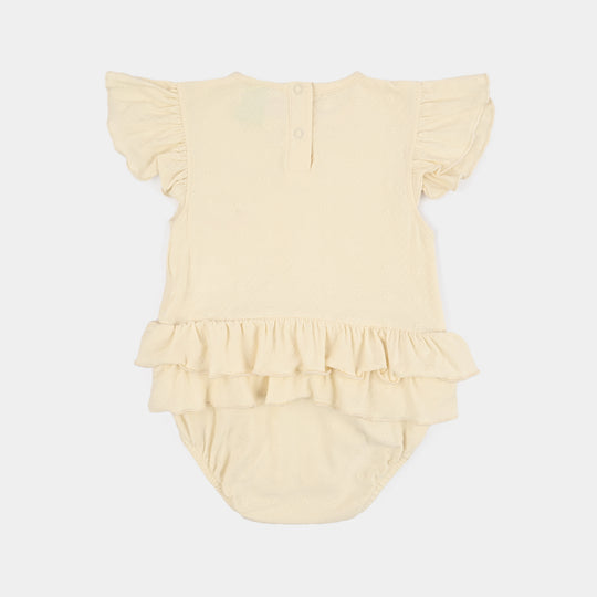 Infant Girls Jacquard Romper (Butterflies) - OFF White