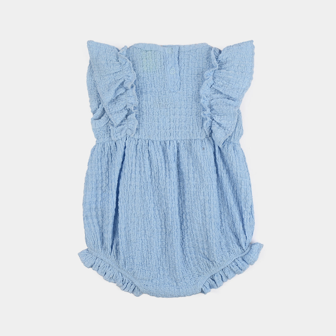 Infant Girls Polyester Seersucker Romper (Be Magical) - Blue