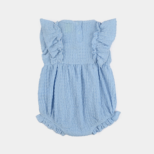 Infant Girls Polyester Seersucker Romper (Be Magical) - Blue