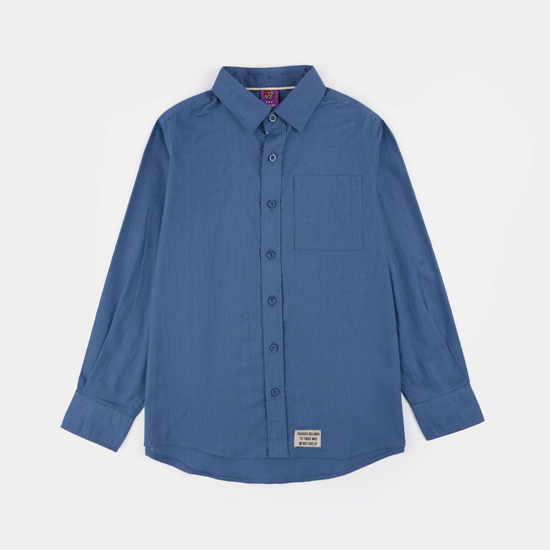 Boys Slub Jersey Casual Shirt (Success) - Blue