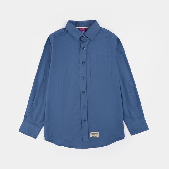 Boys Slub Jersey Casual Shirt (Success) - Blue