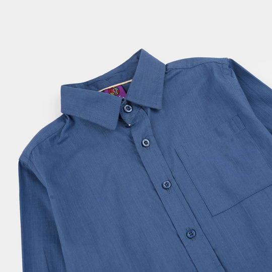Boys Slub Jersey Casual Shirt (Success) - Blue